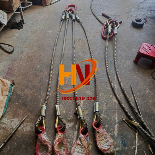 Sling Cáp Thép 4 CHÂN D20mm x 2 Mét Trung Quốc