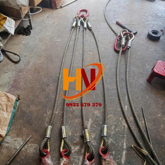 Sling Cáp Thép 4 CHÂN D20mm x 2 Mét Trung Quốc