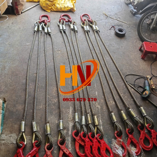 Sling Cáp Thép 4 CHÂN D20mm x 2 Mét Trung Quốc