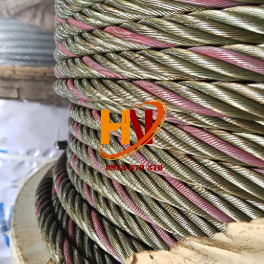 CÁP THÉP SỌC ĐỎ 6X37 TRUNG QUỐC